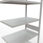 Anbauregal, Fachbodenregal Stecksystem MULTIplus330, 3000 x 1000 x 600 mm (HxBxT), 7 Fachböden, Längenriegel, RAL 7035 lichtgrau