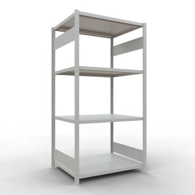 Grundregal, Fachbodenregal Stecksystem MULTIplus330, 2000 x 1000 x 800 mm (HxBxT), 5 Fachböden, Längenriegel, RAL 7035 lichtgrau