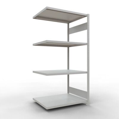 Anbauregal, Fachbodenregal Stecksystem MULTIplus330, 2000 x 1000 x 800 mm (HxBxT), 5 Fachböden, Längenriegel, RAL 7035 lichtgrau