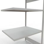 Anbauregal, Fachbodenregal Stecksystem MULTIplus330, 2000 x 1000 x 800 mm (HxBxT), 5 Fachböden, Längenriegel, RAL 7035 lichtgrau