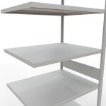 Anbauregal, Fachbodenregal Stecksystem MULTIplus330, 3000 x 1000 x 800 mm (HxBxT), 7 Fachböden, Längenriegel, RAL 7035 lichtgrau
