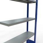 Anbauregal, Fachbodenregal Stecksystem MULTIplus330, 2000 x 1000 x 300 mm (HxBxT), 5 Fachböden, Längenriegel, RAL 5010 enzianblau/verzinkt