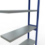 Anbauregal, Fachbodenregal Stecksystem MULTIplus330, 2500 x 1000 x 300 mm (HxBxT), 6 Fachböden, Längenriegel, RAL 5010 enzianblau/verzinkt