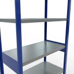 Grundregal, Fachbodenregal Stecksystem MULTIplus330, 2500 x 1000 x 500 mm (HxBxT), 6 Fachböden, Längenriegel, RAL 5010 enzianblau/verzinkt