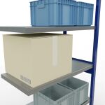 Anbauregal, Fachbodenregal Stecksystem MULTIplus330, 2500 x 1000 x 500 mm (HxBxT), 6 Fachböden, Längenriegel, RAL 5010 enzianblau/verzinkt