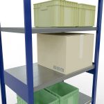 Grundregal, Fachbodenregal Stecksystem MULTIplus330, 2500 x 1000 x 600 mm (HxBxT), 6 Fachböden, Längenriegel, RAL 5010 enzianblau/verzinkt