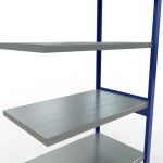 Anbauregal, Fachbodenregal Stecksystem MULTIplus330, 2500 x 1000 x 600 mm (HxBxT), 6 Fachböden, Längenriegel, RAL 5010 enzianblau/verzinkt