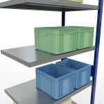 Anbauregal, Fachbodenregal Stecksystem MULTIplus330, 3000 x 1000 x 600 mm (HxBxT), 7 Fachböden, Längenriegel, RAL 5010 enzianblau/verzinkt