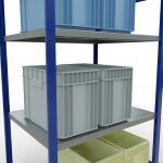 Grundregal, Fachbodenregal Stecksystem MULTIplus330, 2000 x 1000 x 800 mm (HxBxT), 5 Fachböden, Längenriegel, RAL 5010 enzianblau/verzinkt