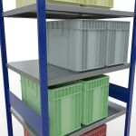 Grundregal, Fachbodenregal Stecksystem MULTIplus330, 3000 x 1000 x 800 mm (HxBxT), 7 Fachböden, Längenriegel, RAL 5010 enzianblau/verzinkt