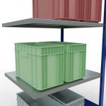 Anbauregal, Fachbodenregal Stecksystem MULTIplus330, 2000 x 1000 x 800 mm (HxBxT), 5 Fachböden, Längenriegel, RAL 5010 enzianblau/verzinkt