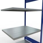 Anbauregal, Fachbodenregal Stecksystem MULTIplus330, 2000 x 1000 x 800 mm (HxBxT), 5 Fachböden, Längenriegel, RAL 5010 enzianblau/verzinkt
