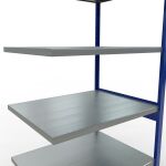 Anbauregal, Fachbodenregal Stecksystem MULTIplus330, 2500 x 1000 x 800 mm (HxBxT), 6 Fachböden, Längenriegel, RAL 5010 enzianblau/verzinkt