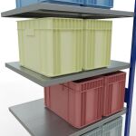 Anbauregal, Fachbodenregal Stecksystem MULTIplus330, 3000 x 1000 x 800 mm (HxBxT), 7 Fachböden, Längenriegel, RAL 5010 enzianblau/verzinkt