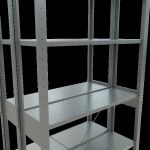 Grundregal, Doppelregal, Fachbodenregal Stecksystem MULTIplus150, 2500 x 1000 x (2x300) mm (HxBxT), 2x6 Fachböden, Kreuzstrebe, verzinkt