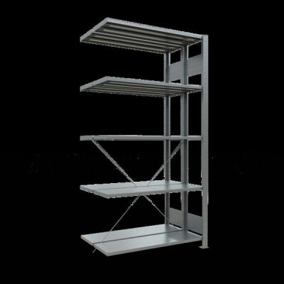 Anbauregal, Doppelregal, Fachbodenregal Stecksystem MULTIplus150, 2000 x 1000 x (2x300) mm (HxBxT), 2x5 Fachböden, Kreuzstrebe, verzinkt