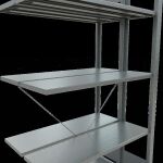 Anbauregal, Doppelregal, Fachbodenregal Stecksystem MULTIplus150, 2000 x 1000 x (2x300) mm (HxBxT), 2x5 Fachböden, Kreuzstrebe, verzinkt