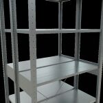 Grundregal, Doppelregal, Fachbodenregal Stecksystem MULTIplus150, 2500 x 1000 x (2x400) mm (HxBxT), 2x6 Fachböden, Kreuzstrebe, verzinkt