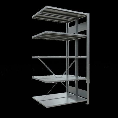 Anbauregal, Doppelregal, Fachbodenregal Stecksystem MULTIplus150, 2000 x 1000 x (2x400) mm (HxBxT), 2x5 Fachböden, Kreuzstrebe, verzinkt