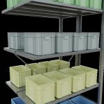 Anbauregal, Doppelregal, Fachbodenregal Stecksystem MULTIplus150, 2000 x 1000 x (2x400) mm (HxBxT), 2x5 Fachböden, Kreuzstrebe, verzinkt