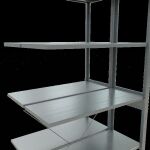 Anbauregal, Doppelregal, Fachbodenregal Stecksystem MULTIplus150, 2500 x 1000 x (2x400) mm (HxBxT), 2x6 Fachböden, Kreuzstrebe, verzinkt