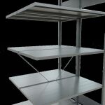 Anbauregal, Doppelregal, Fachbodenregal Stecksystem MULTIplus150, 2000 x 1000 x (2x500) mm (HxBxT), 2x5 Fachböden, Kreuzstrebe, verzinkt