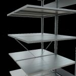 Anbauregal, Doppelregal, Fachbodenregal Stecksystem MULTIplus150, 2000 x 1000 x (2x600) mm (HxBxT), 2x5 Fachböden, Kreuzstrebe, verzinkt