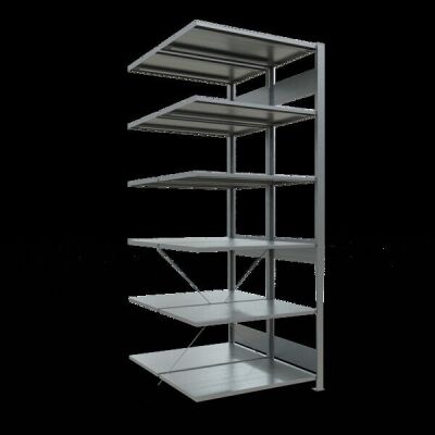 Anbauregal, Doppelregal, Fachbodenregal Stecksystem MULTIplus150, 2500 x 1000 x (2x600) mm (HxBxT), 2x6 Fachböden, Kreuzstrebe, verzinkt
