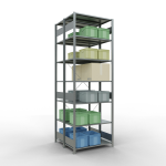 Grundregal, Doppelregal, Fachbodenregal Stecksystem MULTIplus150, 3000 x 1000 x (2x500) mm (HxBxT), 2x7 Fachböden, Kreuzstrebe, verzinkt