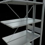 Anbauregal, Doppelregal, Fachbodenregal Stecksystem MULTIplus150, 3000 x 1000 x (2x300) mm (HxBxT), 2x7 Fachböden, Kreuzstrebe, verzinkt