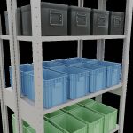 Grundregal, Doppelregal, Fachbodenregal Stecksystem MULTIplus150, 2500 x 1000 x (2x300) mm (HxBxT), 2x6 Fachböden, Kreuzstrebe, RAL 7035 lichtgrau