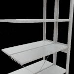 Anbauregal, Doppelregal, Fachbodenregal Stecksystem MULTIplus150, 2500 x 1000 x (2x300) mm (HxBxT), 2x6 Fachböden, Kreuzstrebe, RAL 7035 lichtgrau