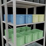 Grundregal, Doppelregal, Fachbodenregal Stecksystem MULTIplus150, 2000 x 1000 x (2x400) mm (HxBxT), 2x5 Fachböden, Kreuzstrebe, RAL 7035 lichtgrau