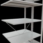 Anbauregal, Doppelregal, Fachbodenregal Stecksystem MULTIplus150, 2000 x 1000 x (2x400) mm (HxBxT), 2x5 Fachböden, Kreuzstrebe, RAL 7035 lichtgrau