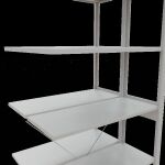 Anbauregal, Doppelregal, Fachbodenregal Stecksystem MULTIplus150, 2500 x 1000 x (2x400) mm (HxBxT), 2x6 Fachböden, Kreuzstrebe, RAL 7035 lichtgrau