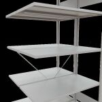 Anbauregal, Doppelregal, Fachbodenregal Stecksystem MULTIplus150, 2000 x 1000 x (2x500) mm (HxBxT), 2x5 Fachböden, Kreuzstrebe, RAL 7035 lichtgrau