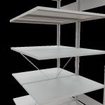 Anbauregal, Doppelregal, Fachbodenregal Stecksystem MULTIplus150, 2000 x 1000 x (2x600) mm (HxBxT), 2x5 Fachböden, Kreuzstrebe, RAL 7035 lichtgrau