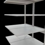 Anbauregal, Doppelregal, Fachbodenregal Stecksystem MULTIplus150, 2500 x 1000 x (2x600) mm (HxBxT), 2x6 Fachböden, Kreuzstrebe, RAL 7035 lichtgrau