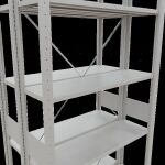 Grundregal, Doppelregal, Fachbodenregal Stecksystem MULTIplus150, 3000 x 1000 x (2x300) mm (HxBxT), 2x7 Fachböden, Kreuzstrebe, RAL 7035 lichtgrau