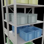 Grundregal, Doppelregal, Fachbodenregal Stecksystem MULTIplus150, 3000 x 1000 x (2x500) mm (HxBxT), 2x7 Fachböden, Kreuzstrebe, RAL 7035 lichtgrau