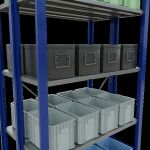 Grundregal, Doppelregal, Fachbodenregal Stecksystem MULTIplus150, 2000 x 1000 x (2x300) mm (HxBxT), 2x5 Fachböden, Kreuzstrebe, RAL 5010 enzianblau/verzinkt