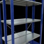 Grundregal, Doppelregal, Fachbodenregal Stecksystem MULTIplus150, 2000 x 1000 x (2x300) mm (HxBxT), 2x5 Fachböden, Kreuzstrebe, RAL 5010 enzianblau/verzinkt