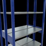 Grundregal, Doppelregal, Fachbodenregal Stecksystem MULTIplus150, 2500 x 1000 x (2x300) mm (HxBxT), 2x6 Fachböden, Kreuzstrebe, RAL 5010 enzianblau/verzinkt