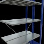 Anbauregal, Doppelregal, Fachbodenregal Stecksystem MULTIplus150, 2000 x 1000 x (2x300) mm (HxBxT), 2x5 Fachböden, Kreuzstrebe, RAL 5010 enzianblau/verzinkt