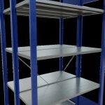 Grundregal, Doppelregal, Fachbodenregal Stecksystem MULTIplus150, 2000 x 1000 x (2x400) mm (HxBxT), 2x5 Fachböden, Kreuzstrebe, RAL 5010 enzianblau/verzinkt