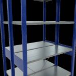 Grundregal, Doppelregal, Fachbodenregal Stecksystem MULTIplus150, 2500 x 1000 x (2x400) mm (HxBxT), 2x6 Fachböden, Kreuzstrebe, RAL 5010 enzianblau/verzinkt