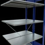 Anbauregal, Doppelregal, Fachbodenregal Stecksystem MULTIplus150, 2000 x 1000 x (2x400) mm (HxBxT), 2x5 Fachböden, Kreuzstrebe, RAL 5010 enzianblau/verzinkt