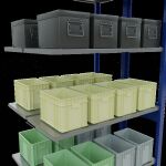 Anbauregal, Doppelregal, Fachbodenregal Stecksystem MULTIplus150, 2500 x 1000 x (2x400) mm (HxBxT), 2x6 Fachböden, Kreuzstrebe, RAL 5010 enzianblau/verzinkt