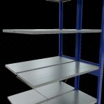 Anbauregal, Doppelregal, Fachbodenregal Stecksystem MULTIplus150, 2500 x 1000 x (2x400) mm (HxBxT), 2x6 Fachböden, Kreuzstrebe, RAL 5010 enzianblau/verzinkt