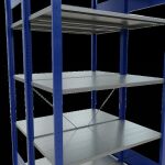 Grundregal, Doppelregal, Fachbodenregal Stecksystem MULTIplus150, 2000 x 1000 x (2x500) mm (HxBxT), 2x5 Fachböden, Kreuzstrebe, RAL 5010 enzianblau/verzinkt